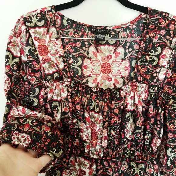 Bay Studio Quarter Sleeve Elastic Floral Top - Picture 3 of 8